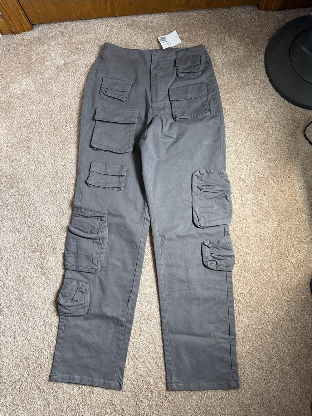 NWT Forever 21 Flat Slate Grey Multi Pocket Utility Cargo Pants size Small